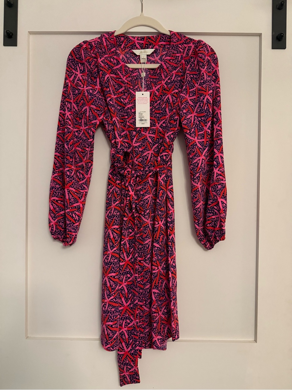 Lilly Pulitzer Pink and Purple Long-Sleeve Wrap Dress
